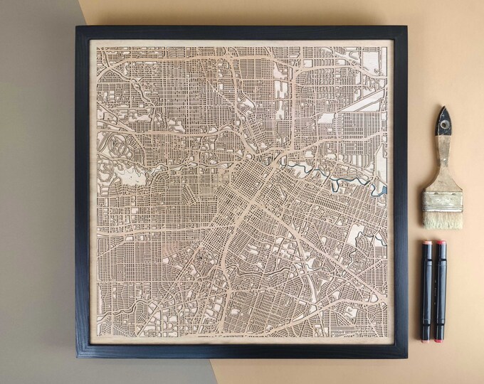 Houston Personalized Wooden Map - Home Decor Wall Art Gift