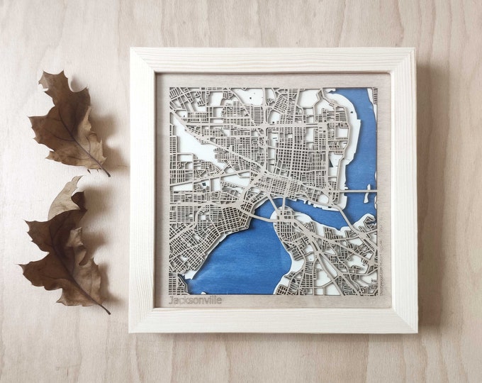 Jacksonville Wooden Map - Laser Engraved