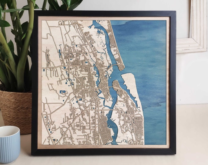 St Augustine Custom Wood Map - Personalized Art Gift
