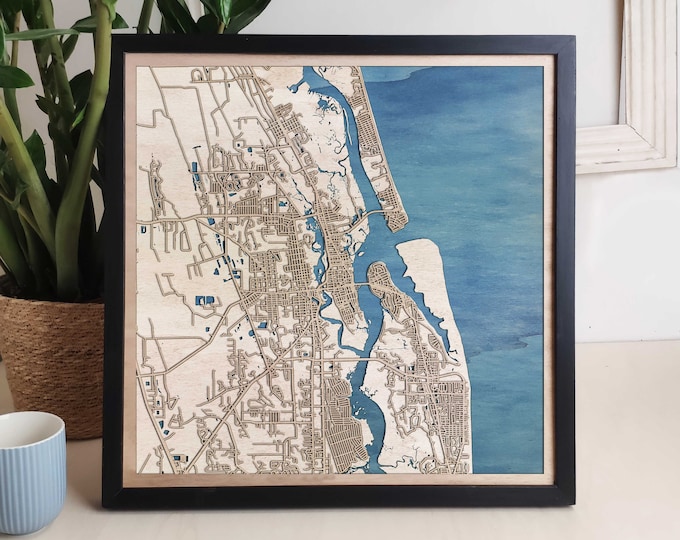 St Augustine Custom Wood Map - Personalized Art Gift