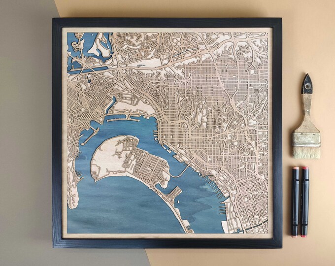 San Diego Personalized Wooden Map - Home Decor Wall Art Gift