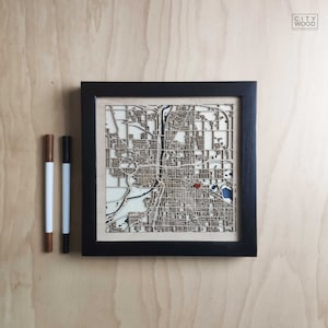 Carte en bois de Grand Rapids - Gravure au laser