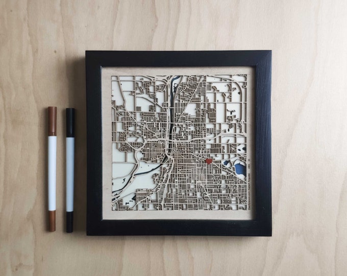 Grand Rapids Wooden Map - Laser Engraved