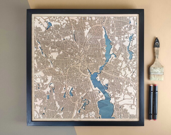 Providence Personalized Wooden Map - Home Decor Wall Art Gift