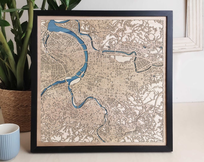 Taipei Custom Wood Map - Personalized Art Gift