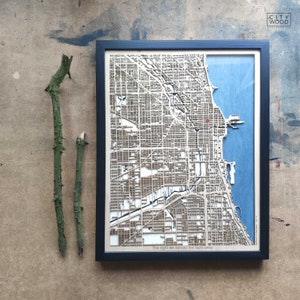 Houten kaart Chicago - muurdecoratie