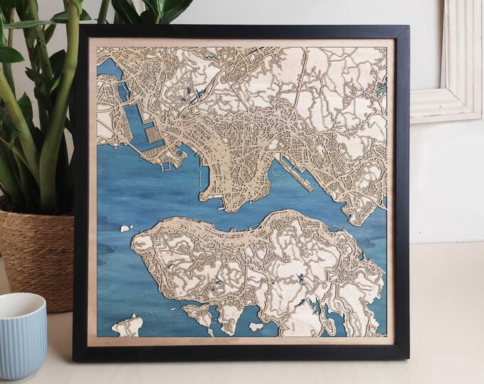 Hong Kong Custom Wood Map - Personalized Art Gift