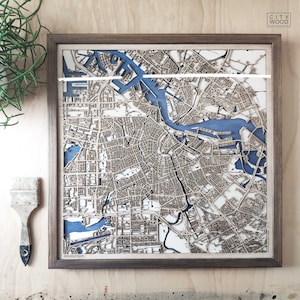 Amsterdam Holzkarte - Lasergravur