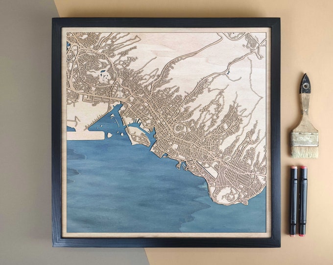 Honolulu Personalized Wooden Map - Home Decor Wall Art Gift