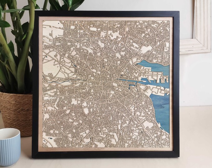 Dublin Custom Wood Map - Personalized Art Gift