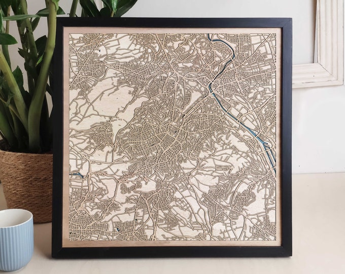Stuttgart Custom Wood Map - Personalized Art Gift