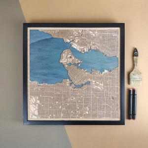 Carte en bois personnalisée de Vancouver - Cadeau d'art mural pour décoration d'intérieur