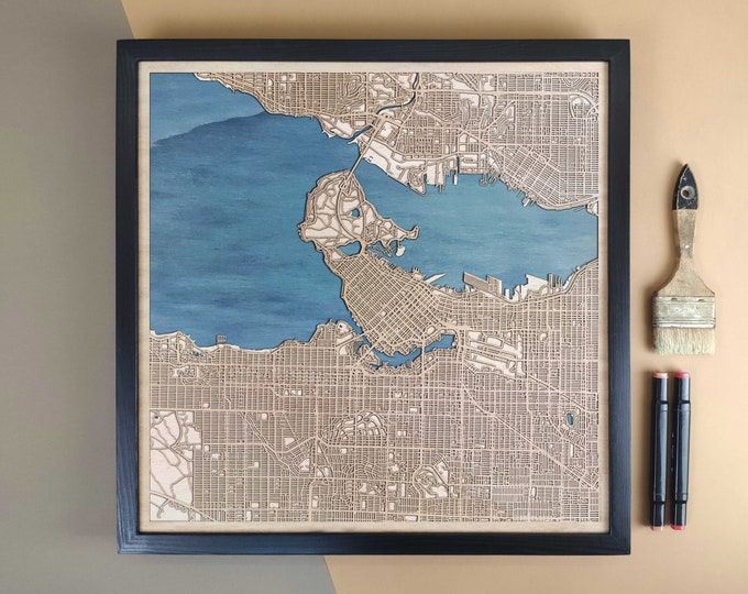 Vancouver Personalized Wooden Map - Home Decor Wall Art Gift