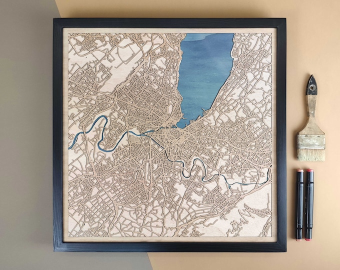 Geneva Personalized Wooden Map - Home Decor Wall Art Gift