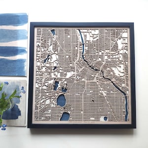 Custom Map Gift - Laser Cut - Engraved on Wood Map Personalized Gifts Wooden Map Wall Art Wood Wall Decor