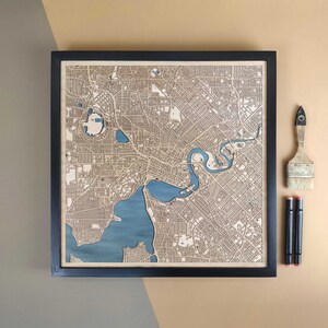 Carte en bois personnalisée de Perth - Cadeau d'art mural pour décoration d'intérieur