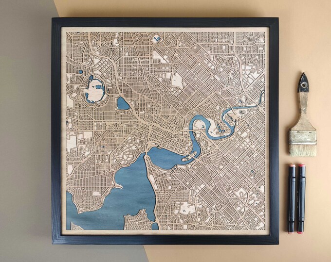 Perth Personalized Wooden Map - Home Decor Wall Art Gift