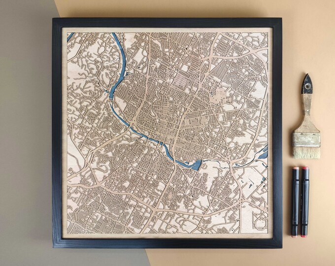 Austin Personalized Wooden Map - Home Decor Wall Art Gift