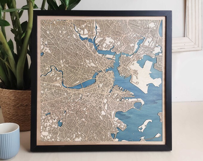Boston Custom Wood Map - Personalized Art Gift