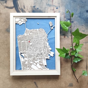 Carte en bois de San Francisco - carte découpée au laser 3D