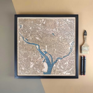 Carte en bois personnalisée de Washington - cadeau d'art mural décoration d'intérieur