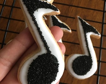 Royal Icing Cookies, Musical Cookies, Music Icing Cookies, Note Cookies, Quaver cookies (12 Cookies)