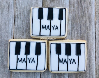 Piano Cookies, Royal Icing Cookies, Musical Instrument Cookies, Music Icing Cookies, Piano Cookies, Music cookies (12 Cookies)