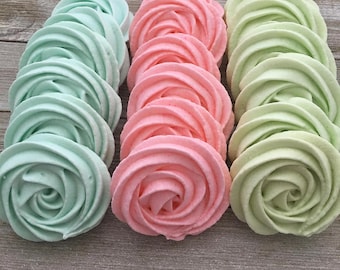 Meringue Cookies, French Meringue Cookies, Rose Meringue Cookies, Large Meringue Cookies, Gluten Free (3 inches) 24 Cookies