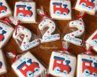 Number and Train Cookies, Train Cookies, Chu Chu Train, Number Cookies (6 Train Cookies and 6 Number Cookies) (12 Cookies)