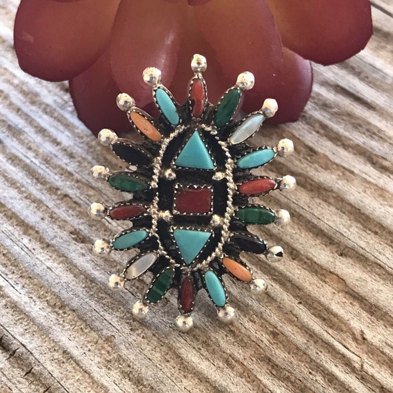 Zuni Sterling Silver Multi Stone Ring