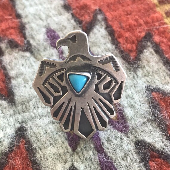 Navajo Sterling Silver Turquoise Thunderbird Ring
