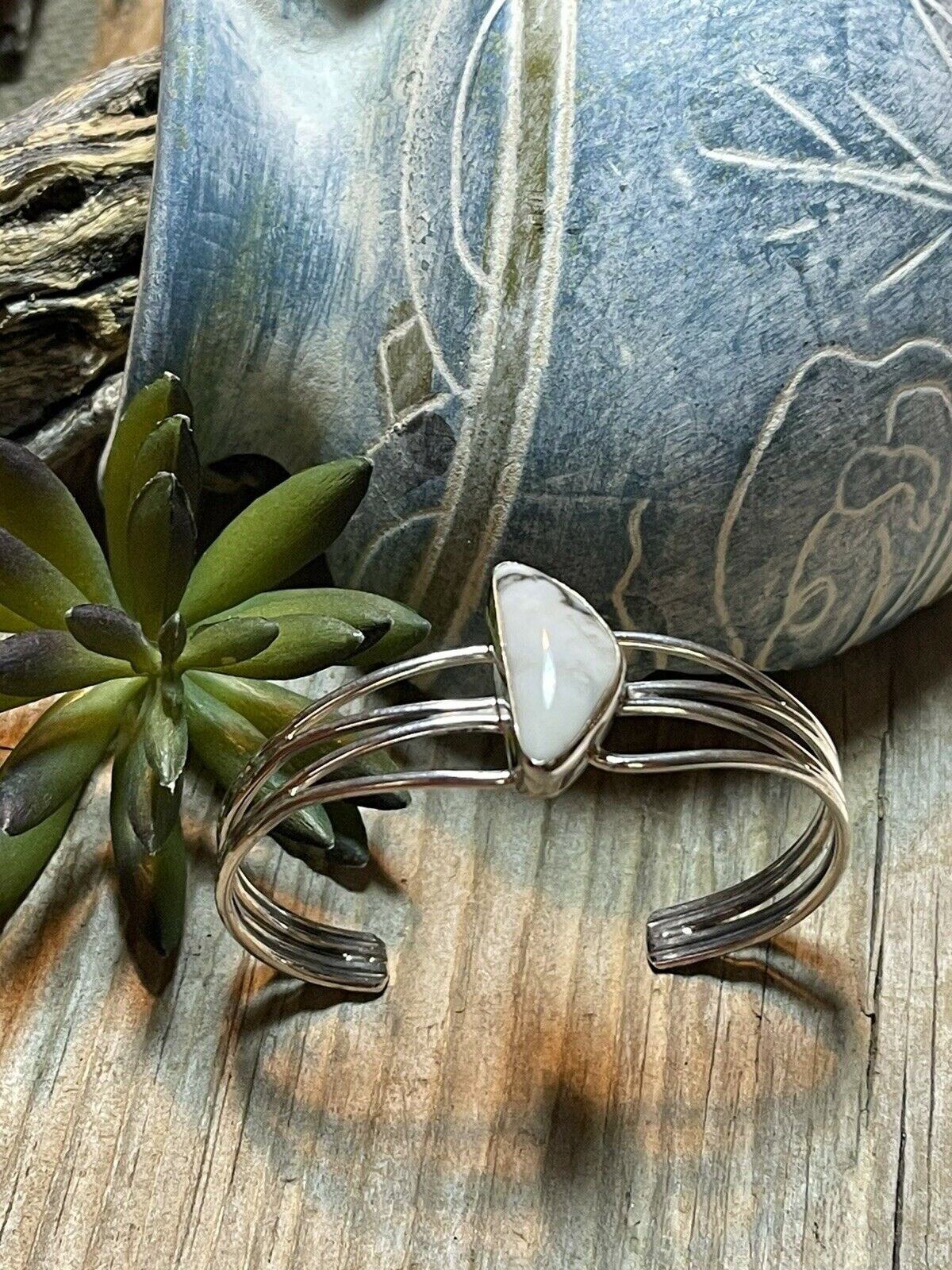 Wunderschöner Navajo Weißer Büffel und Sterling Silber Armband | Etsy