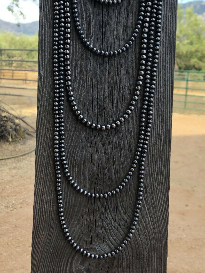 Length-30 inch Navajo Sterling Silver Pearls 5mm