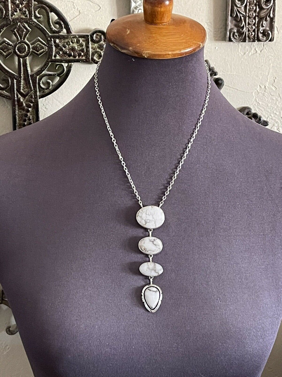 Navajo Weißer Büffel und Sterling Silber Lariat Halskette | Etsy