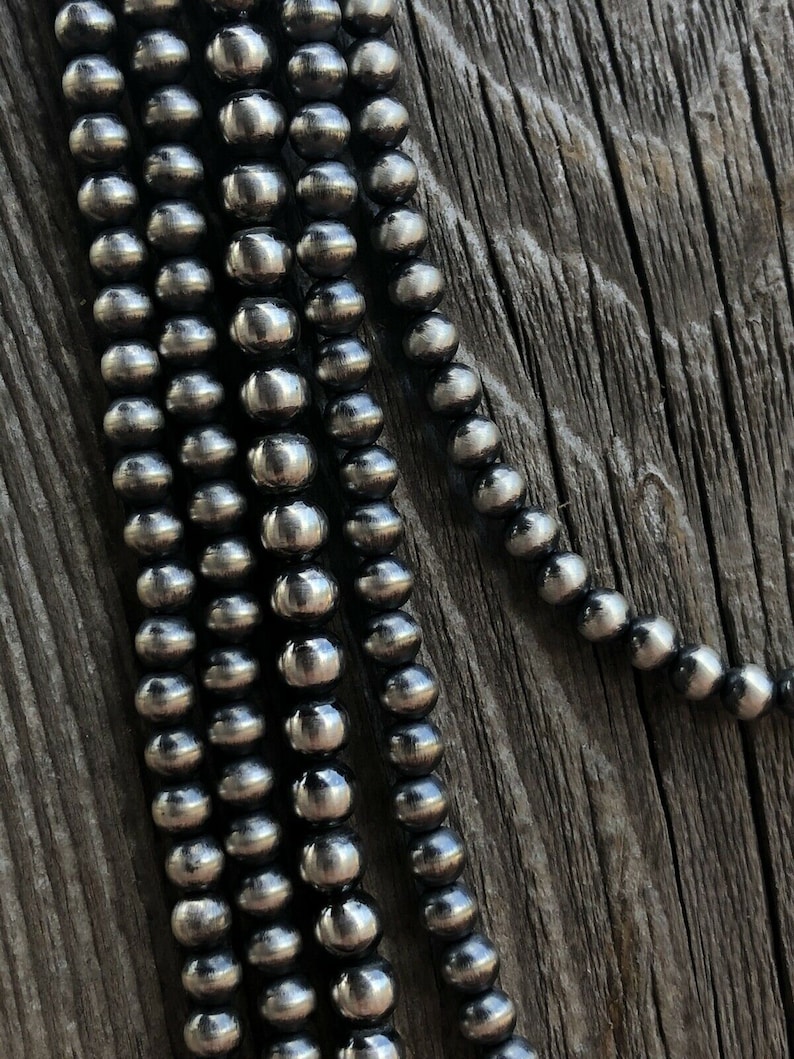 Length-30 inch Navajo Sterling Silver Pearls 5mm