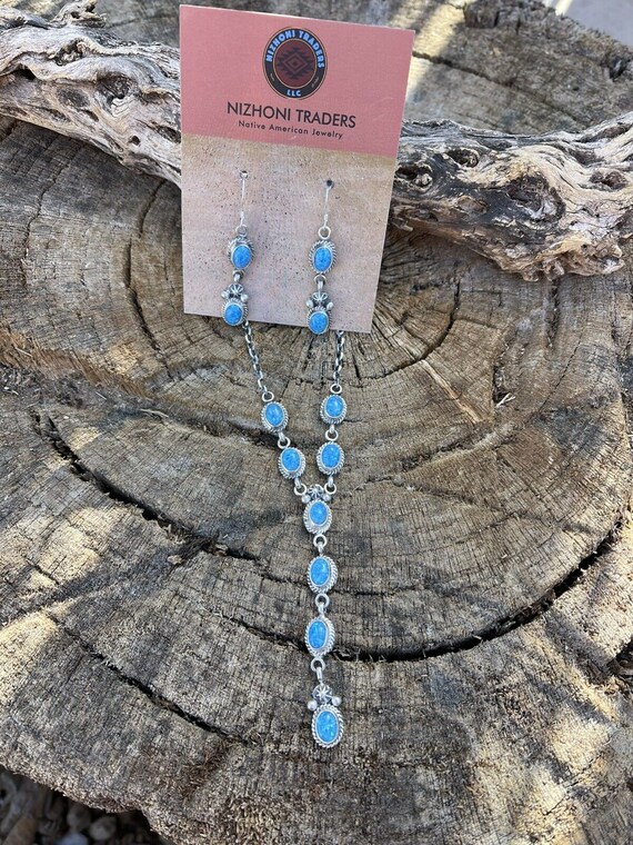 PEACH And BLUE IRIDESCENT Beaded Jewlery Set