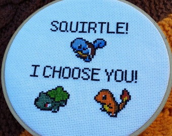 Squirtle! I Choose You! Pokemon Cross Stitch Pattern