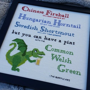 Verde galés común, patrón de punto de cruz Wizard Rock