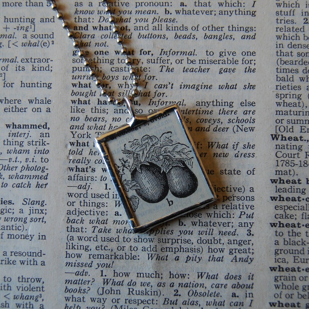 Eggplant Aubergine Vintage Dictionary Illustration Upcycled Etsy