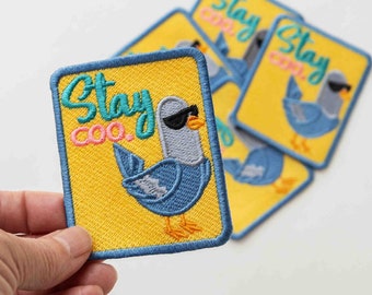 Stay coo., The coolest pigeon in the world, Embroidered iron-on patch - 63