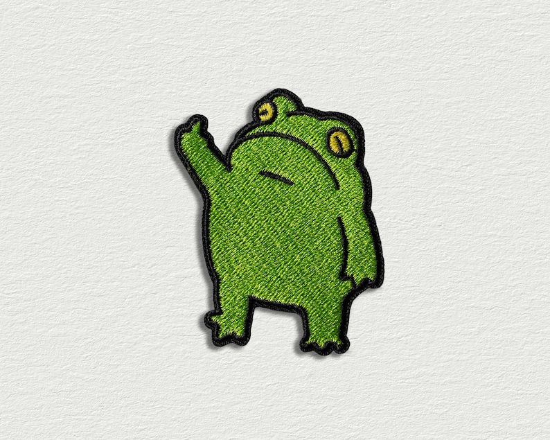 Funny frog, Iron-on embroidered patch 100 image 1