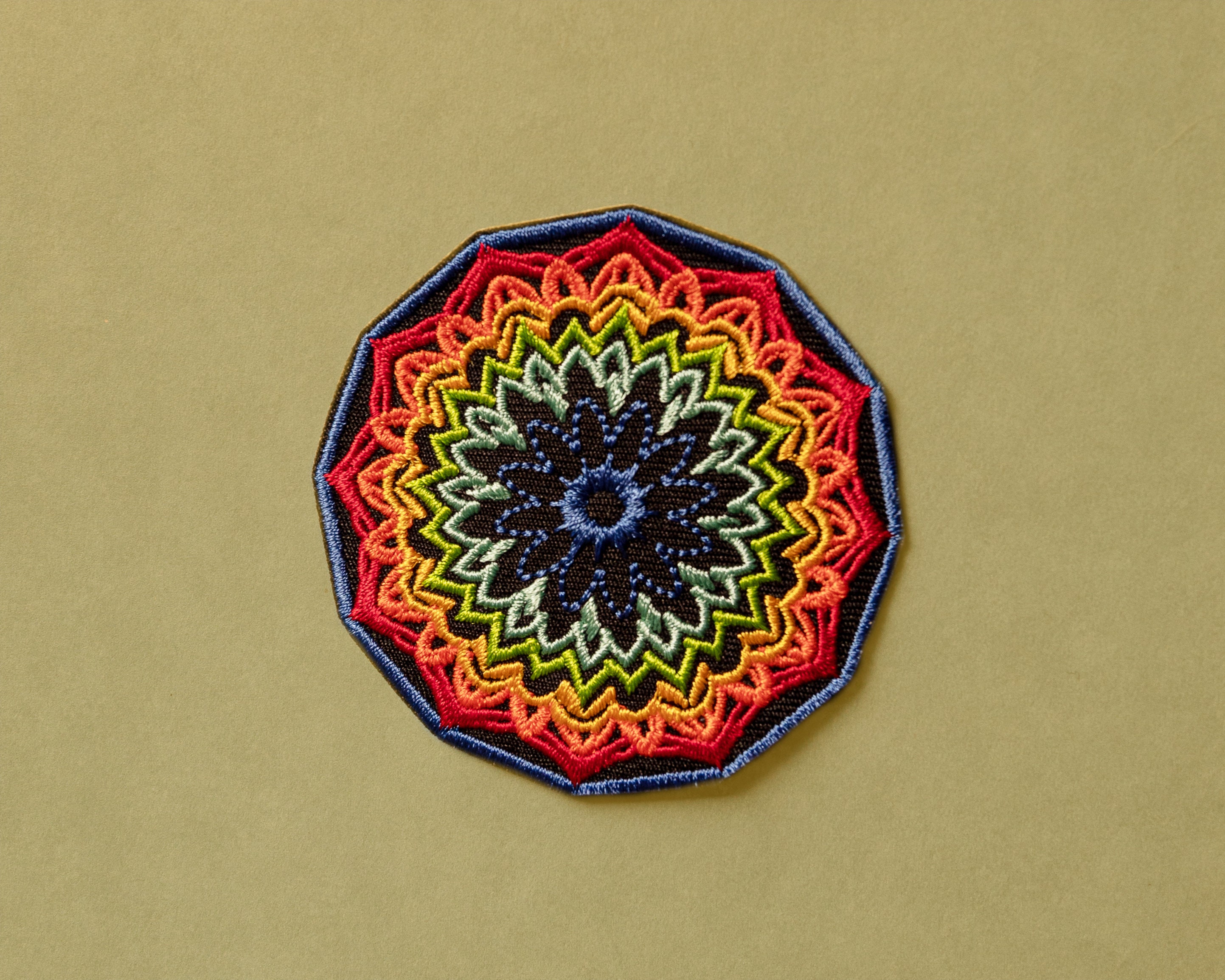 Heart Shaped Mandala Embroidered Iron on Patches. Extra Large 9 Cm