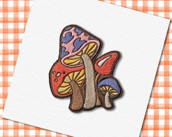 Mushrooms , Embroidered iron-on patch - 1