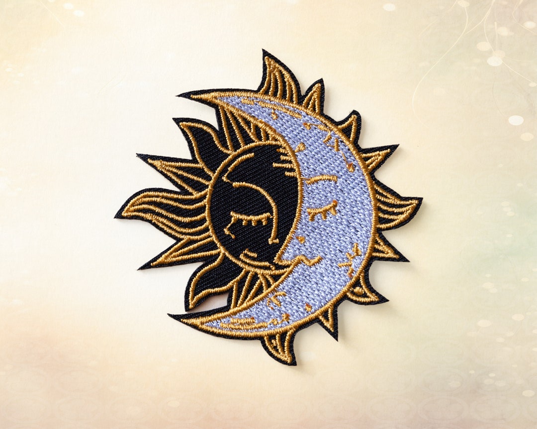 Buy Sun Moon God Iron On Patch Sew Celestial Art Solar Full Moon Face Embroidered Emblem Badge Backpack Hat Cap Jacket Jeans Coat T-shirt Online In India - Foto 8