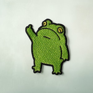 Funny frog, Iron-on embroidered patch 100 image 2
