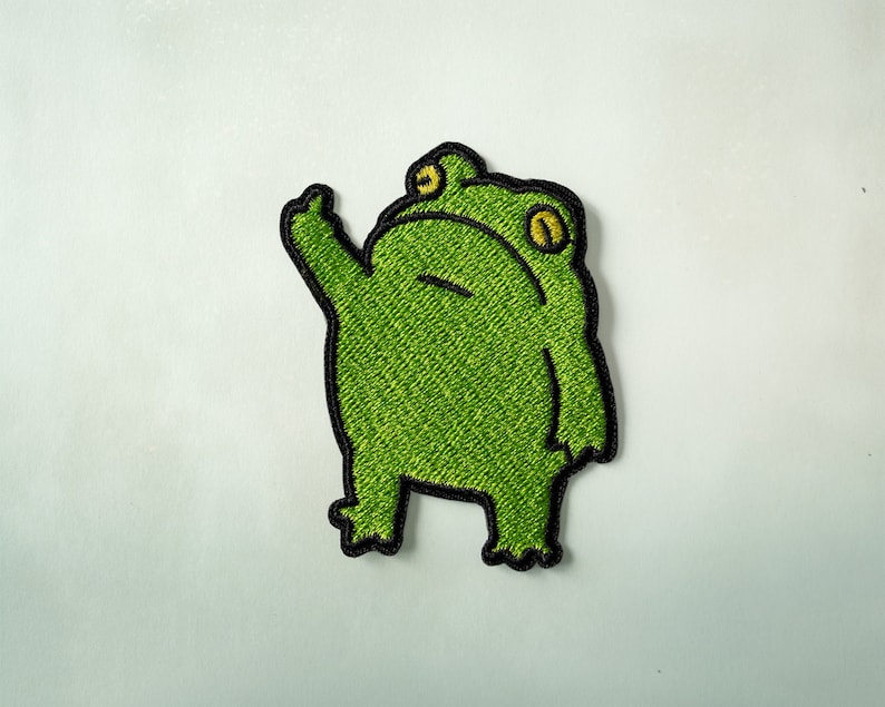 Funny frog, Iron-on embroidered patch 100 image 2