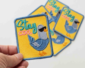 Stay coo., The coolest pigeon in the world, Embroidered iron-on patch - 63