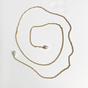 Lariat, Pearl Lariat, Baroque Pearl Gold Lariat, Drop Pearl, Rolo Chain, 22K Gold Plate, 48 long Bild 3