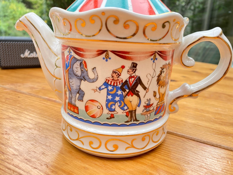 Vintage Sadler Edwardian Entertainments Circus Teapot from 1980s with Correct Colour Lid image 9