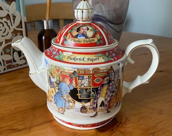 Vintage Sadler Charles Dickens Pickwick Papers Collectible Teapot from 1990s